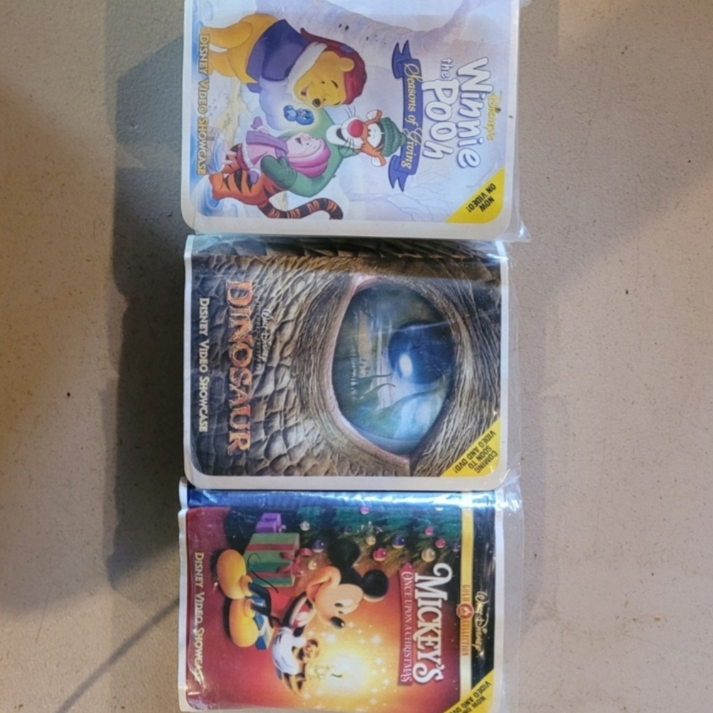Disney VHS Collection - Winnie the Pooh, Dinosaur, Mickey's Christmas Carol